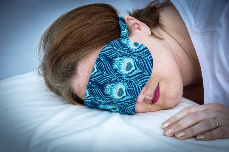 eye mask on sleeping model