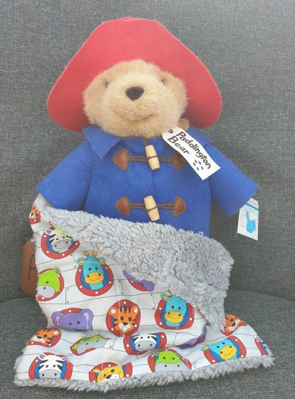 Teddy Blanket 26cmx27cm- Noah's Ark with Teddy Bear Backing